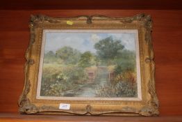M H Wenn, oil on board study of a landscape scene,