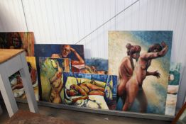 Edwin Barritt, oil on board nude studies and variou