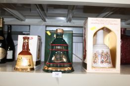 Three Bells Old Scotch Whisky decanters and contents
