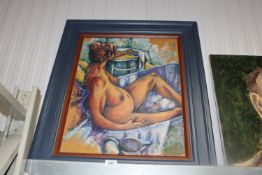 Edwin Barritt, oil on board nude portrait study