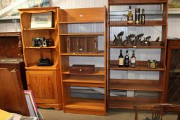 Two pine open bookcases with adjustable shelves