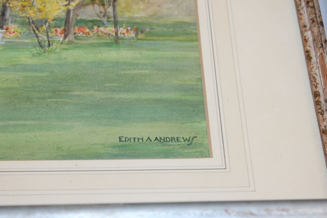 Edith A. Andrews, watercolour study of a garden scene, contained in modern frame - Image 2 of 2