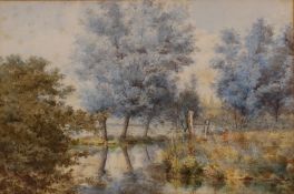 19th Century school, study of Bubblebrook, Worcester, monogrammed watercolour, dated 1884, 19cm x