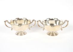 A pair of George V silver twin handled bowls, of Monteith shape by Aidie Bros. Birmingham 1935, 23cm