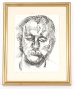 After Lucian Freud, self portrait, pen and ink, 29cm x 23cm
