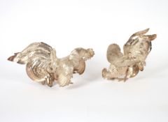 Two Continental white metal studies of fighting cocks, stamped Esterlina 925 Camusso, the largest