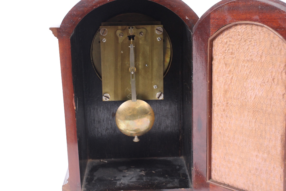 An Edwardian inlaid mahogany mantel timepiece, by Frederick Dixon, Oxford Street, the domed case - Image 3 of 3