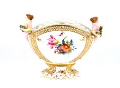 A Copenhagen porcelain vase, decorated with maidens and flowers; the panels with foliate spray