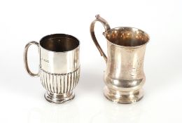 A small silver Edwardian Christening mug, having half fluted body decoration, Sheffield 1906; and