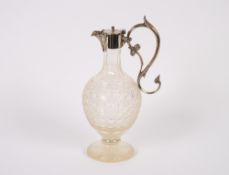 A hobnail cut glass claret jug of baluster form, the plated mounts stamped 'Potter, Sheffield'