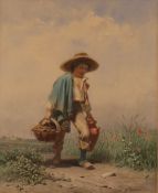 Ferdinand Marohn 1810-1865, 'The Young Carrier', signed watercolour 26cm x 21cm