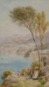 Ebenezer Wake Cook 1843-1926, study of Sorrento with figures picnicking on a cliff top, Bay of