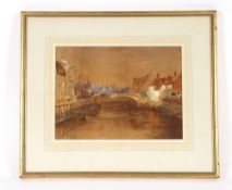 19th Century school, study of Old Stoke Bridge, Ipswich, unsigned watercolour, 27.5cm x 36.5cm