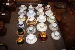 A collection of various bone china and other tea c