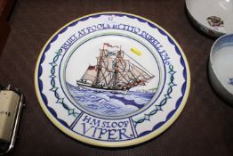 A Poole pottery plate 'H.M. Sloop'