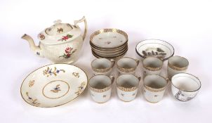 An early 19th Century Newhall porcelain tea pot wi