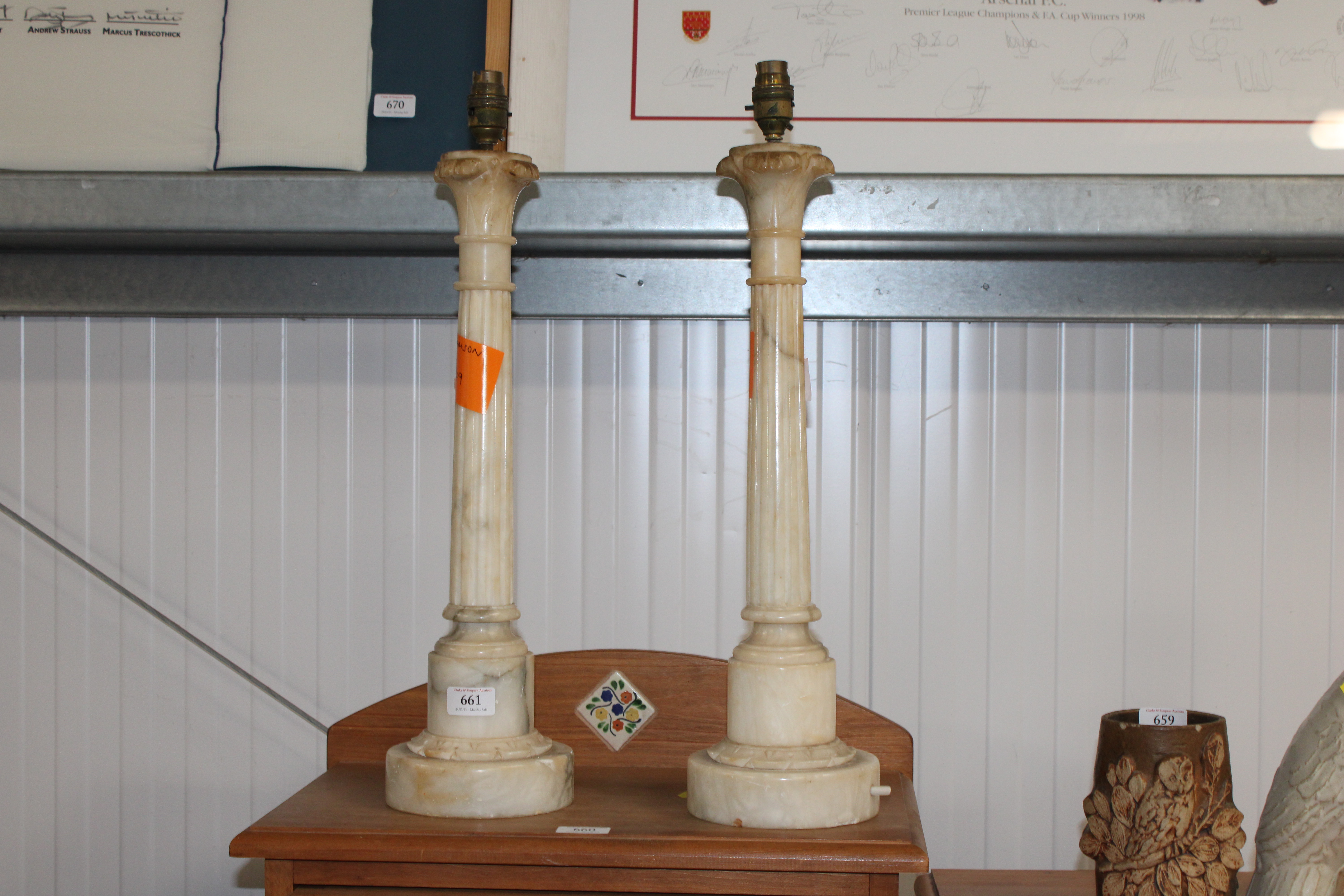 A pair of Onyx style table lamps