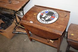 An oak tea trolley together with a quantity of var