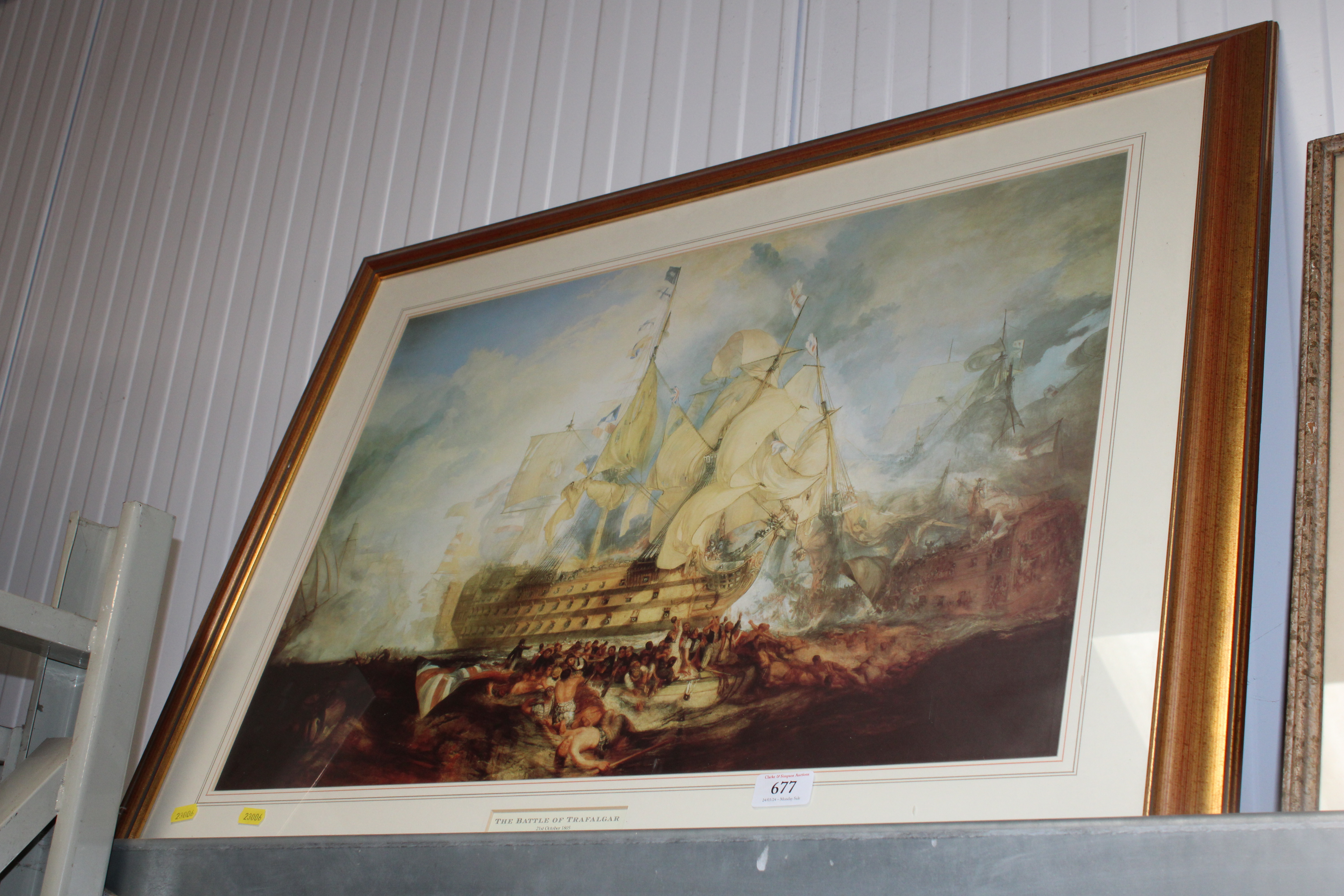 A framed print of 'The Battle Of Trafalgar 21st October 1805'