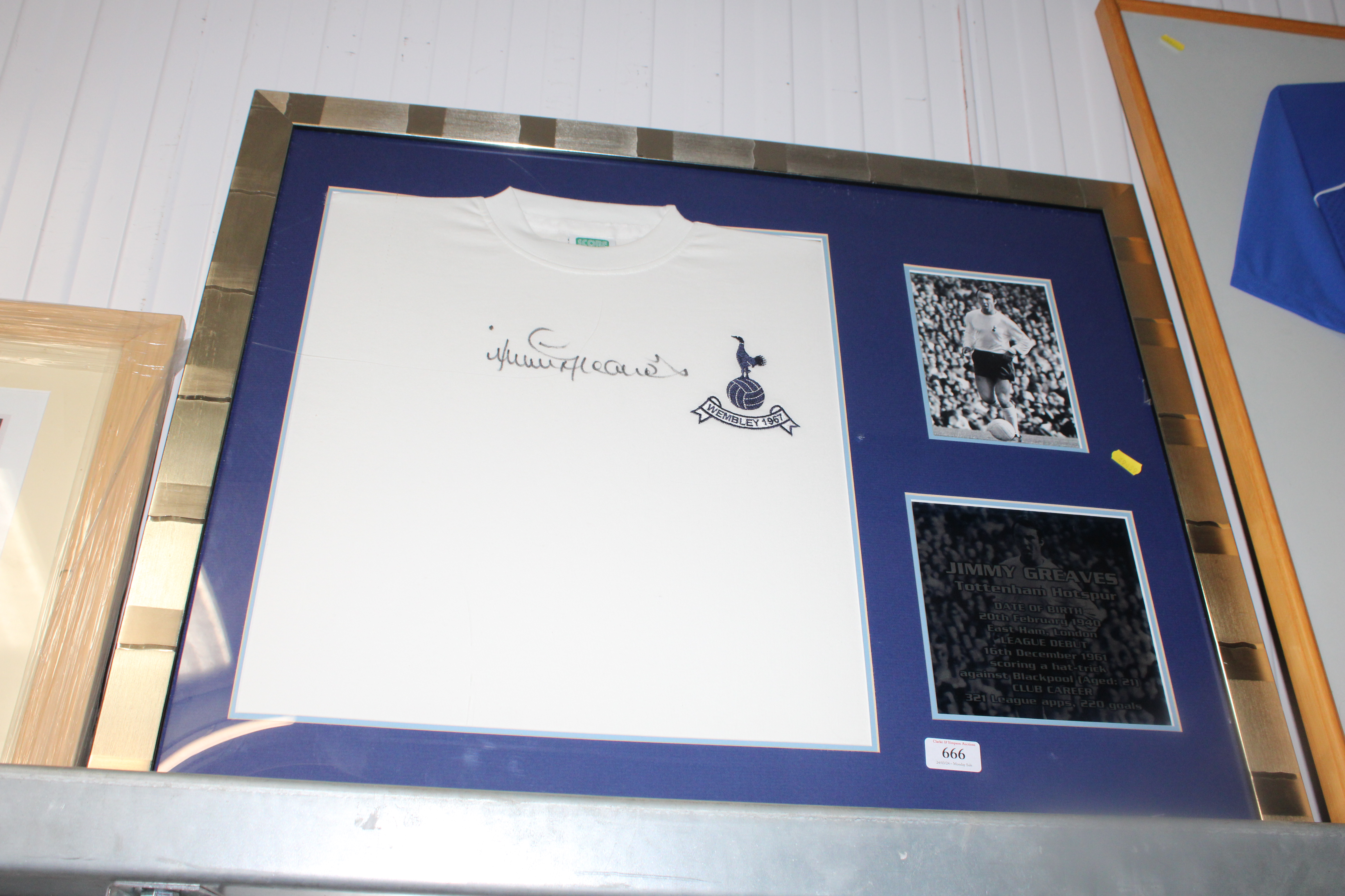 A Wembley 1967 framed shirt bearing signature