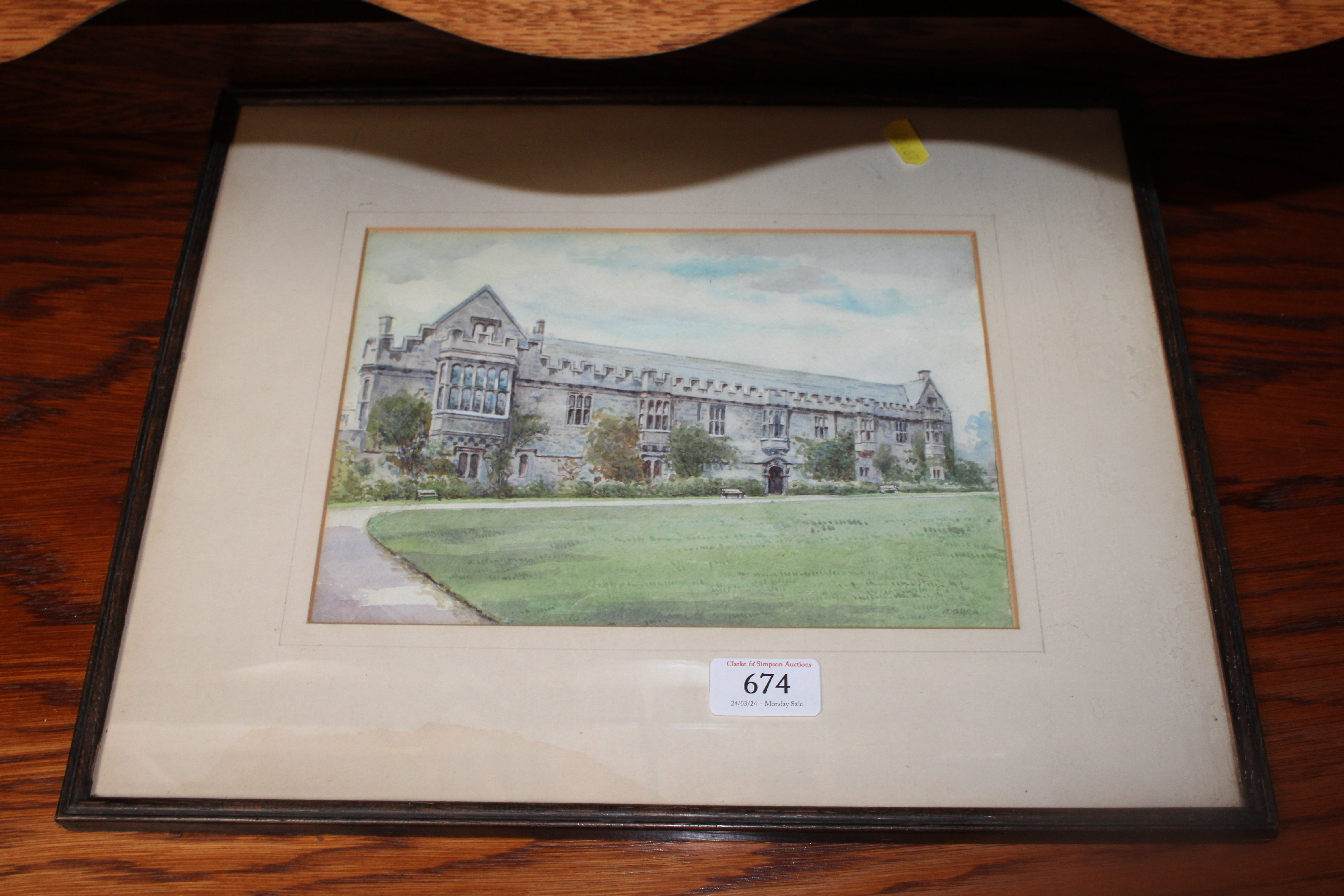 A Allen, watercolour study of St John's College