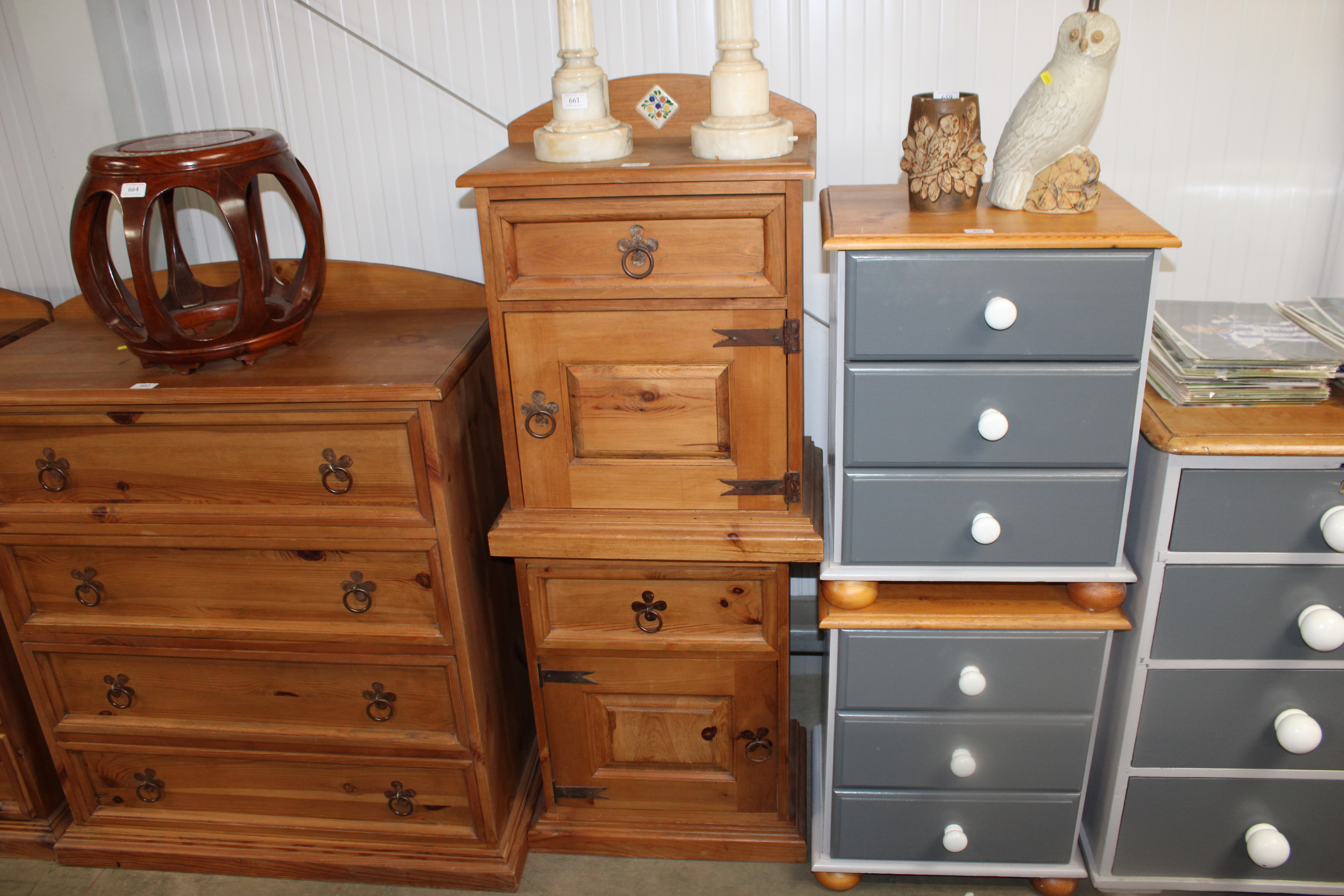 A pair of pine bedside cabinets fitted single draw