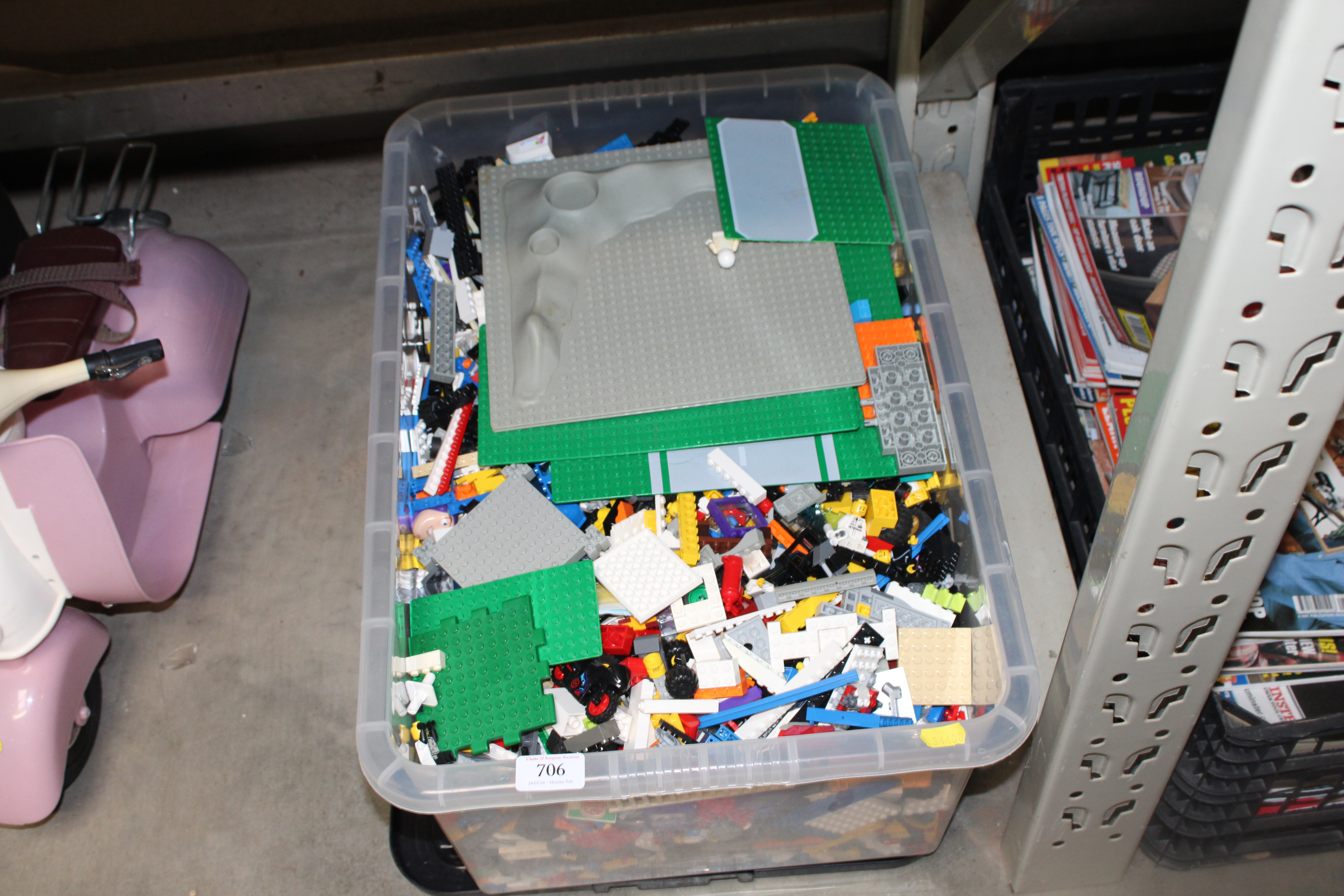A box of various Lego