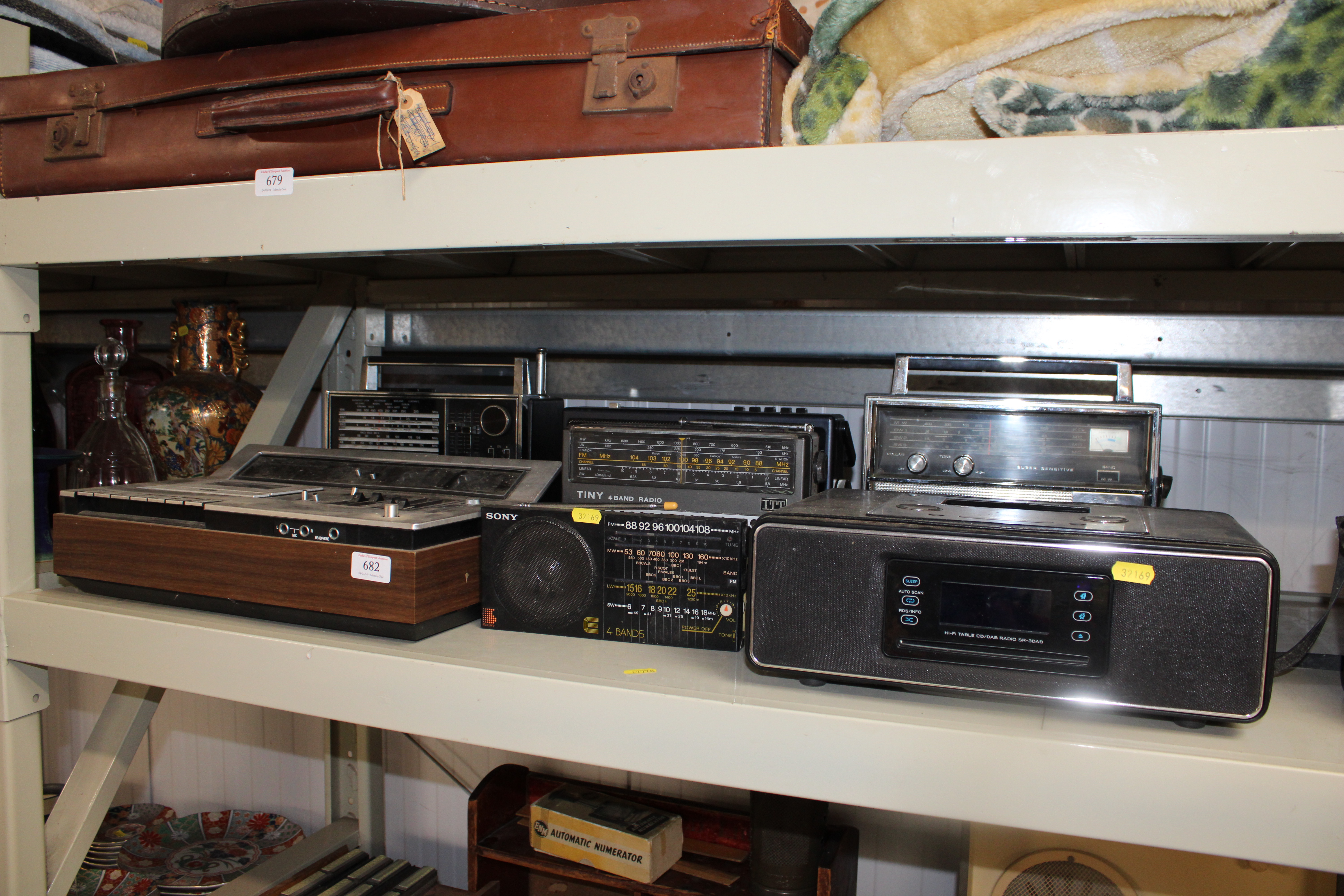 A TEAC docking station; a Sony stereo cassette rec