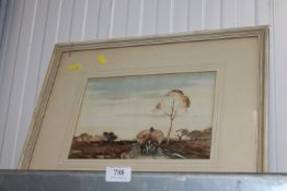 Richard W West, watercolour study of horses working dated 1923