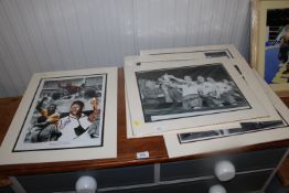 A collection of mounted photographs of footballers