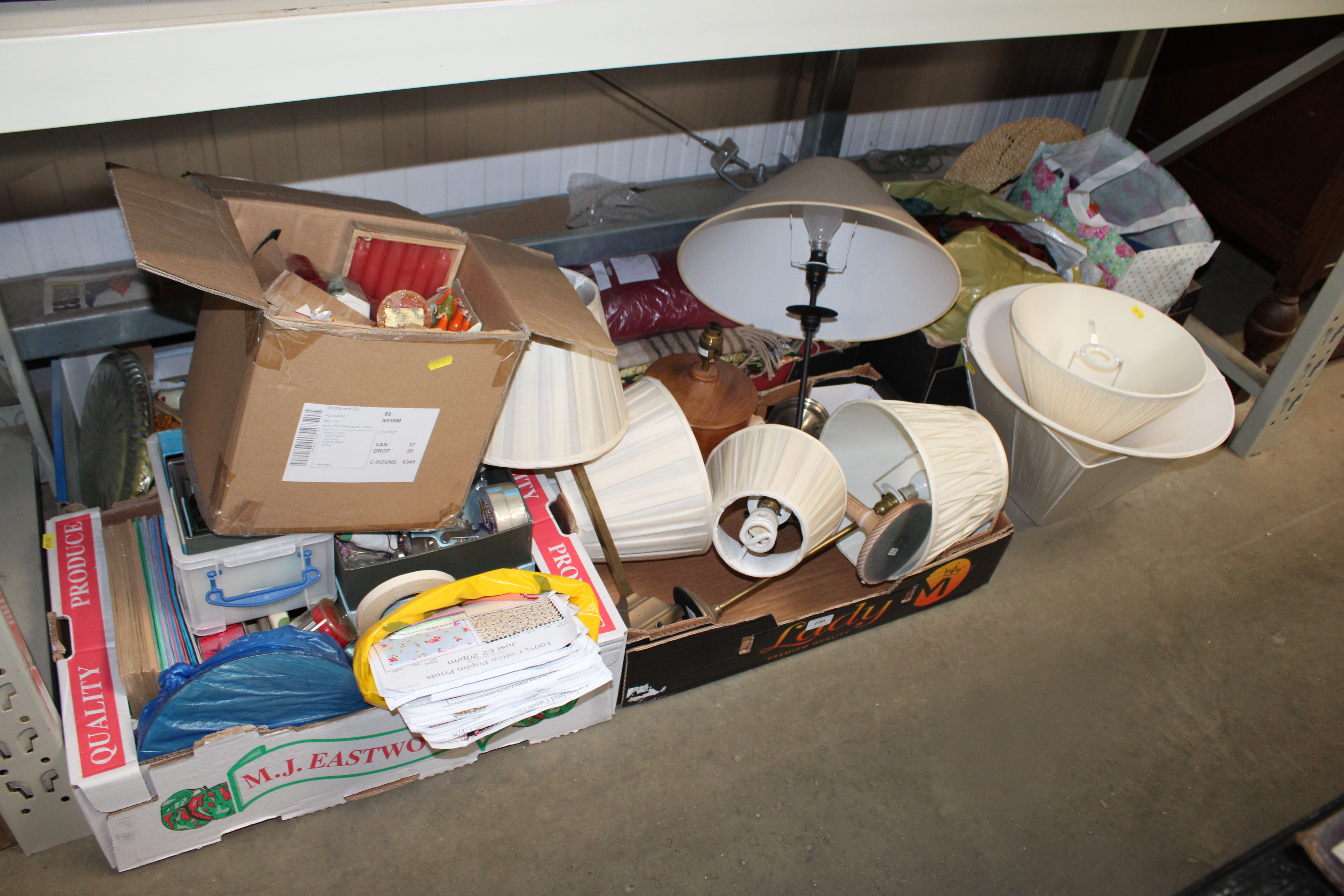 Five boxes containing sundry items to include a La