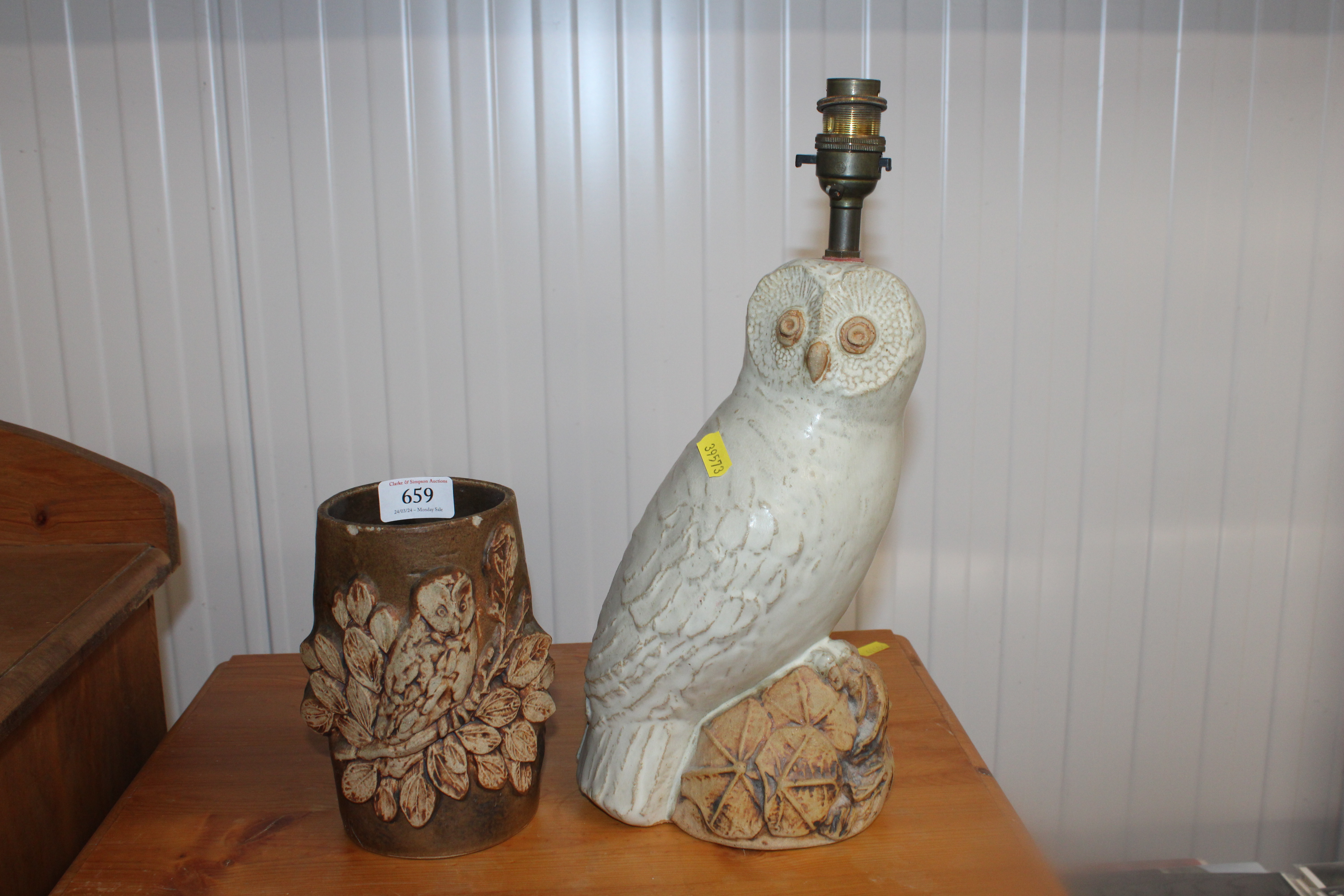 A Bernard Rooke table lamp in the form of an owl t