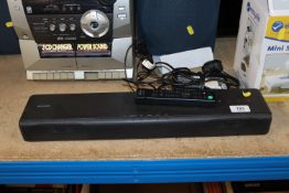 A Sony soundbar and remote control