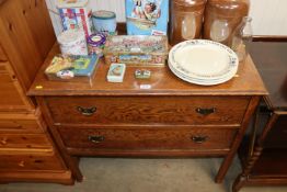 An oak chest fitted two drawers