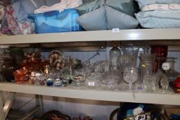A collection of various table glassware to include