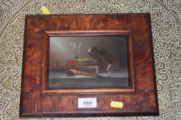 T Corn, oil on board still life study contained in