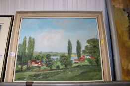 An oil on board landscape study indistinctly signe