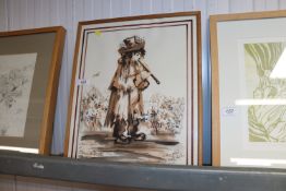 Etienne Ret, watercolour portrait study of a young