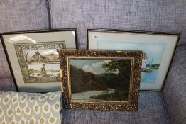 H M Levene, watercolour study of Woodbridge Tide M