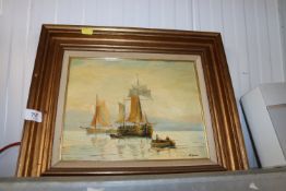 Lewis, oil on board study of sailing boats contain