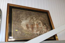 A gilt framed coloured print 'The Sportsman's Retu