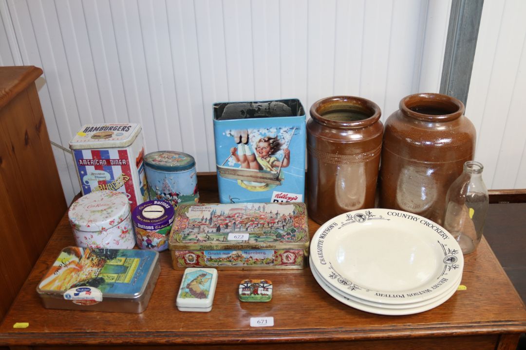 A quantity of various advertising tins, Henry Wats