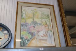 P Hunnington, watercolour study of a cat dated '94