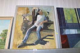 Colette King, oil on board 'Boy Waiting' dated 1994