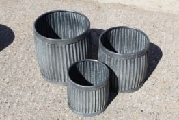 3x Planters. Diameters of 38cm, 33cm, and 28 cm. V