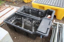 2x plastic cattle water troughs. V