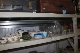 A collection of various glass and china including Royal Doulton Leeds sprays, Stuart crystal glasses