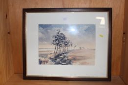 Anna Cordon, watercolour study 'Ramsholt Pines'