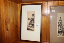 K Vernou pencil signed etching 'The Guild Hall Gui