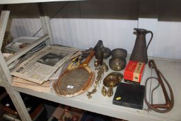 A collection of various brassware, silver plated c